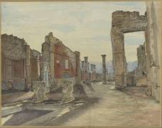 Vue de l'atrium de la villa Cornelia Rufo à Pompéi (Alfred-Nicolas Normand) - Muzeo.com