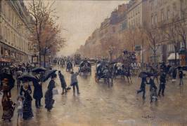 Boulevard Poissonnière in the rain (Jean Béraud) - Muzeo.com