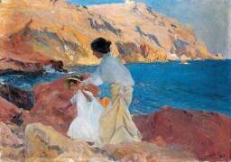 Clotilde and Elena on the Rocks (Joaquin Sorolla y Bastida) - Muzeo.com