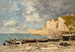 Etretat, la falaise Amont (Eugène Boudin) - Muzeo.com