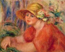 Femme assise au chapeau à fleurs (Auguste Renoir) - Muzeo.com
