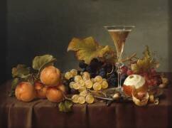 Früchtestillleben mit Sektglas (Johann Wilhelm Preyer) - Muzeo.com