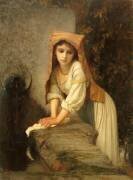 Jeune lavandière, songeuse (Ernest Hébert) - Muzeo.com
