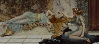 Mischief and Repose (John William Godward) - Muzeo.com