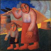 Peasant with buckets (Kazimir Malevitch) - Muzeo.com