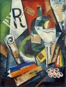 Stilleben mit Büchern und Obstschale (Alexandra Exter) - Muzeo.com