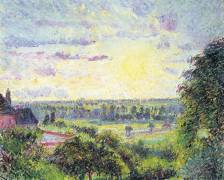 Sunset at Eragny (Camille Pissarro) - Muzeo.com