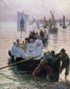 The Arrival of the Procession of St. Anne from Fouesnant to Concarneau (Alfred Guillou) - Muzeo.com