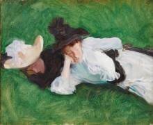 Two Girls on a Lawn (John Singer Sargent) - Muzeo.com