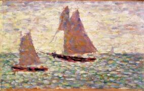 Two Sailboats at Grandcamp (Georges Seurat) - Muzeo.com