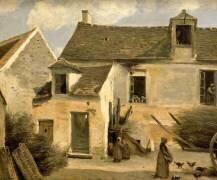 Cour d'une maison de paysans, aux environs de Paris. (Jean-Baptiste Camille Corot) - Muzeo.com