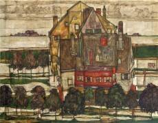 Single Houses (Houses with Mountain) (Egon Schiele) - Muzeo.com