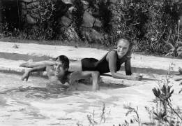 Romy Schneider and Alain Delon on Set of Film 