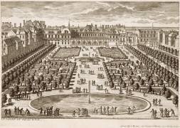 Planche 17: vue des parterres du Palais-Royal (Famille des Perelle) - Muzeo.com