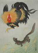 Rooster and Weasel (Ohara Koson) - Muzeo.com